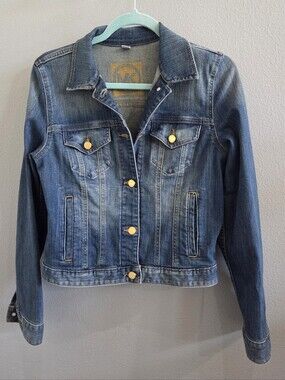 Michael Kors Blue Denim Jacket with Gold Buttons - Women